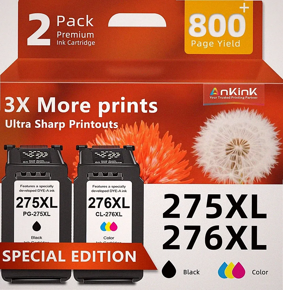 275XL 276XL Combo Pack Ink Replacement for Cannon 275 and 276 Ink Cartridges for