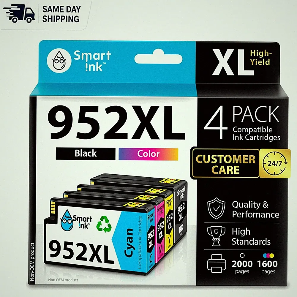 4-Combo Pack HP 952XL High Yield Ink Cartridges - Ideal for OfficeJet Printers