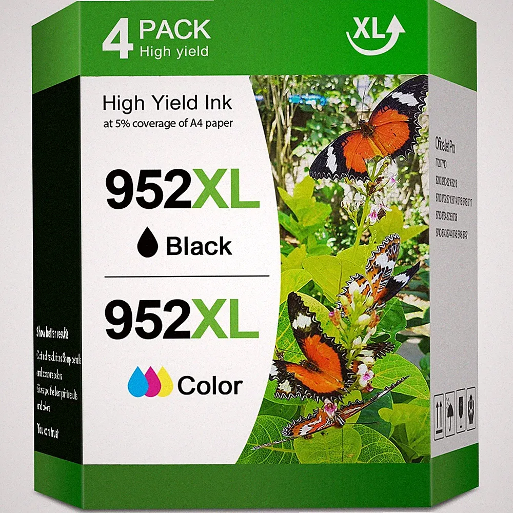 4PCS Printer Ink 952 XL 952XL Ink Combo Pack for HP OfficeJet Pro 8710 8715 8720
