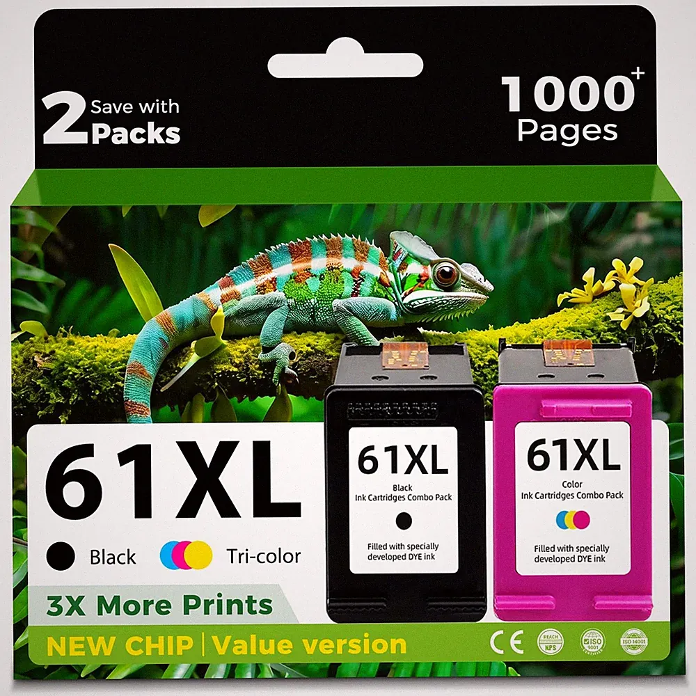 61XL Ink Cartridge Replacement for HP 61 XLBlack Color Combo Pack for HP61 HP...