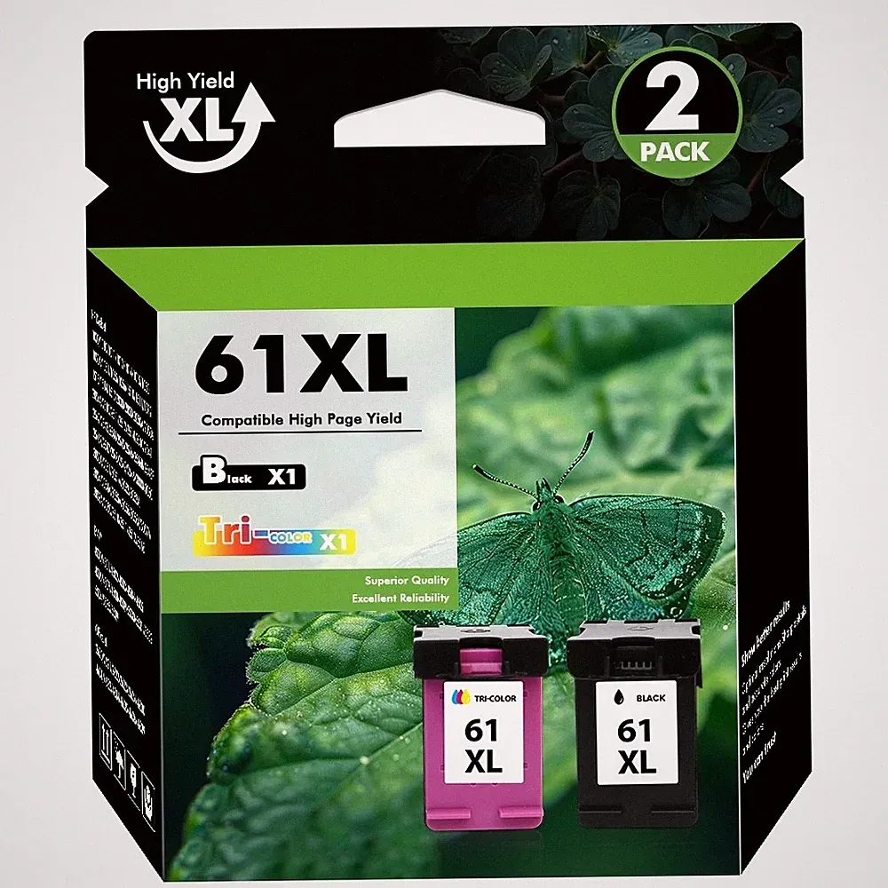61XL Ink Cartridge Replacement for HP Ink 61 Black and Color Combo Pack 61XL Fo