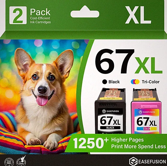 67XL Ink Cartridges Black/Color Combo Pack Replacement for HP Ink 67 for 67XL HP