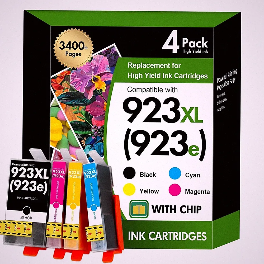 923 923XL 8130e Ink Cartridges Combo Pack with Chip: Replacement for HP 923e 923