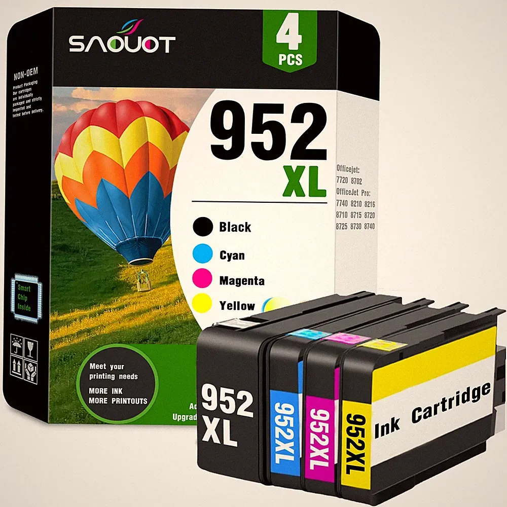 952XL Ink Combo Pack for HP OfficeJet Pro 8725 8720 8730 Printers (4 Pack)
