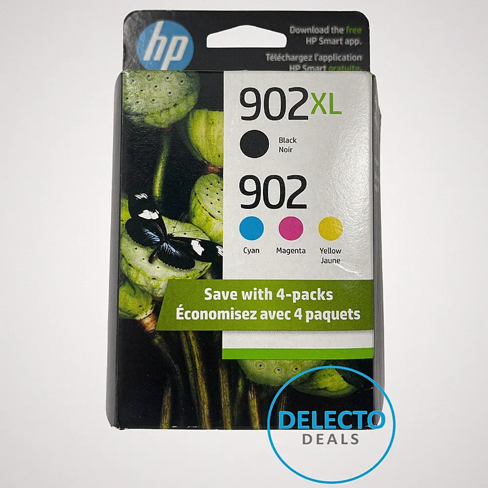 GENUINE 4-PACK HP 902XL BLACK & 902 COLOR C/M/Y INK OFFICEJET SEALED BOX