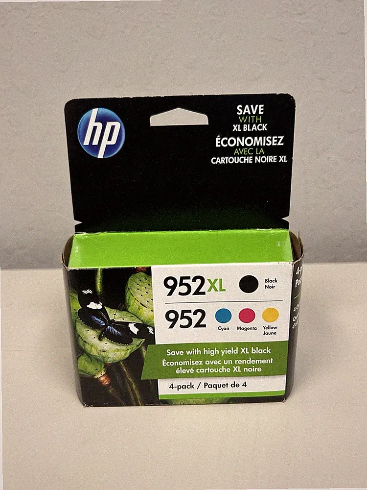 HP 952XL Black & 952 Color Ink Combo Pack of 4 Ink Cartridges EXP- 6/2022
