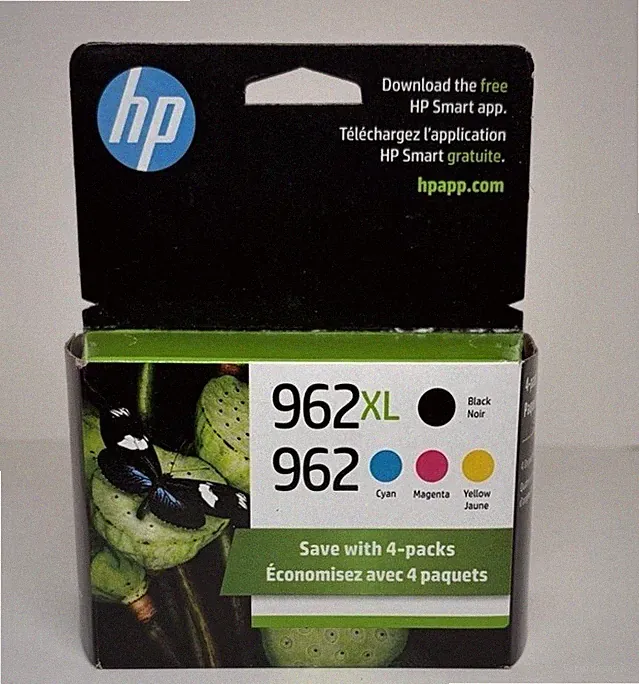 HP 962XL Black 962 Cyan Magenta Yellow Genuine Ink 4 Pack 3JB34AN - FRESH